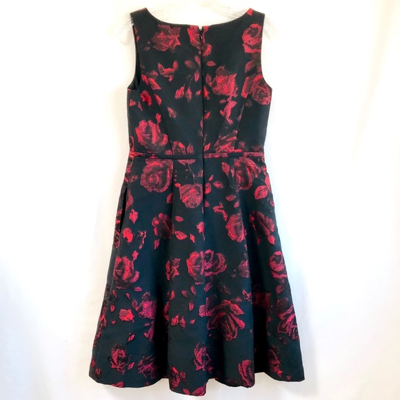 Talbots Women’s Black Red Roses Sleeveless Semi-Formal Cocktail Dress 2 (S/M) - Picture 7 of 15